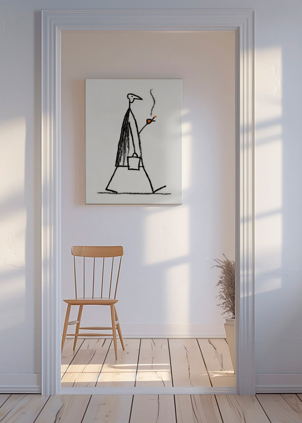 Minimalistisk illustration af gående ryger