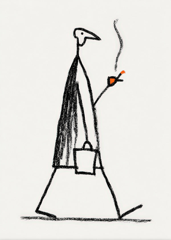 Minimalistisk illustration af gående ryger