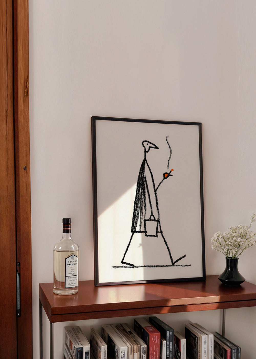 Minimalistisk illustration af gående ryger