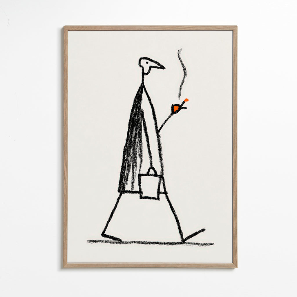 Minimalistisk illustration af gående ryger