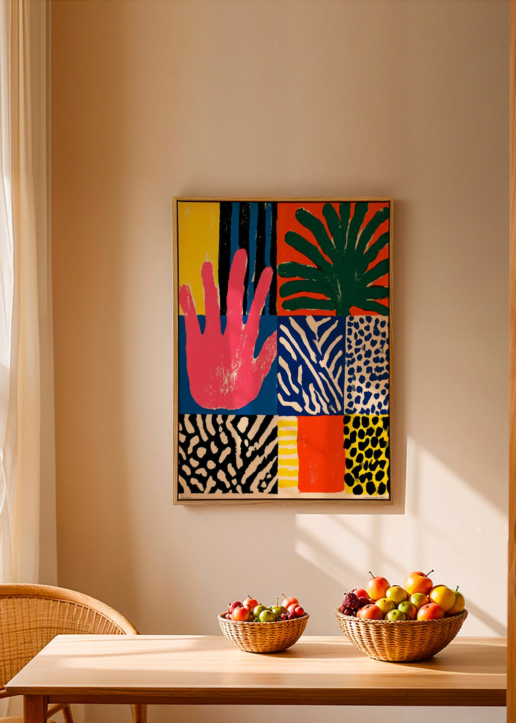 Botanisk plakat med hånd og teksturer