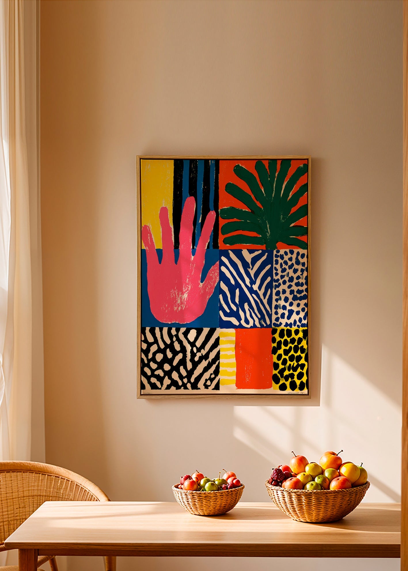 Botanisk plakat med hånd og teksturer