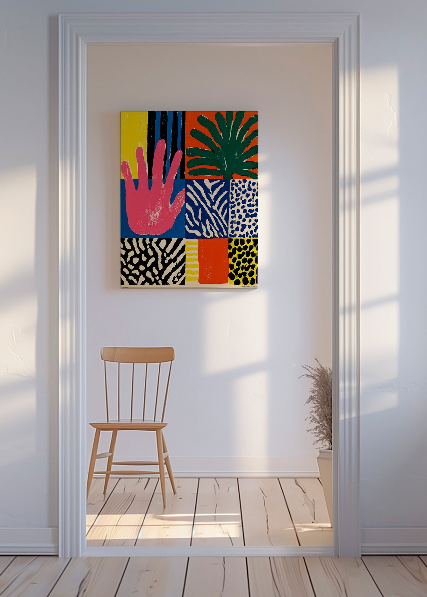 Botanisk plakat med hånd og teksturer