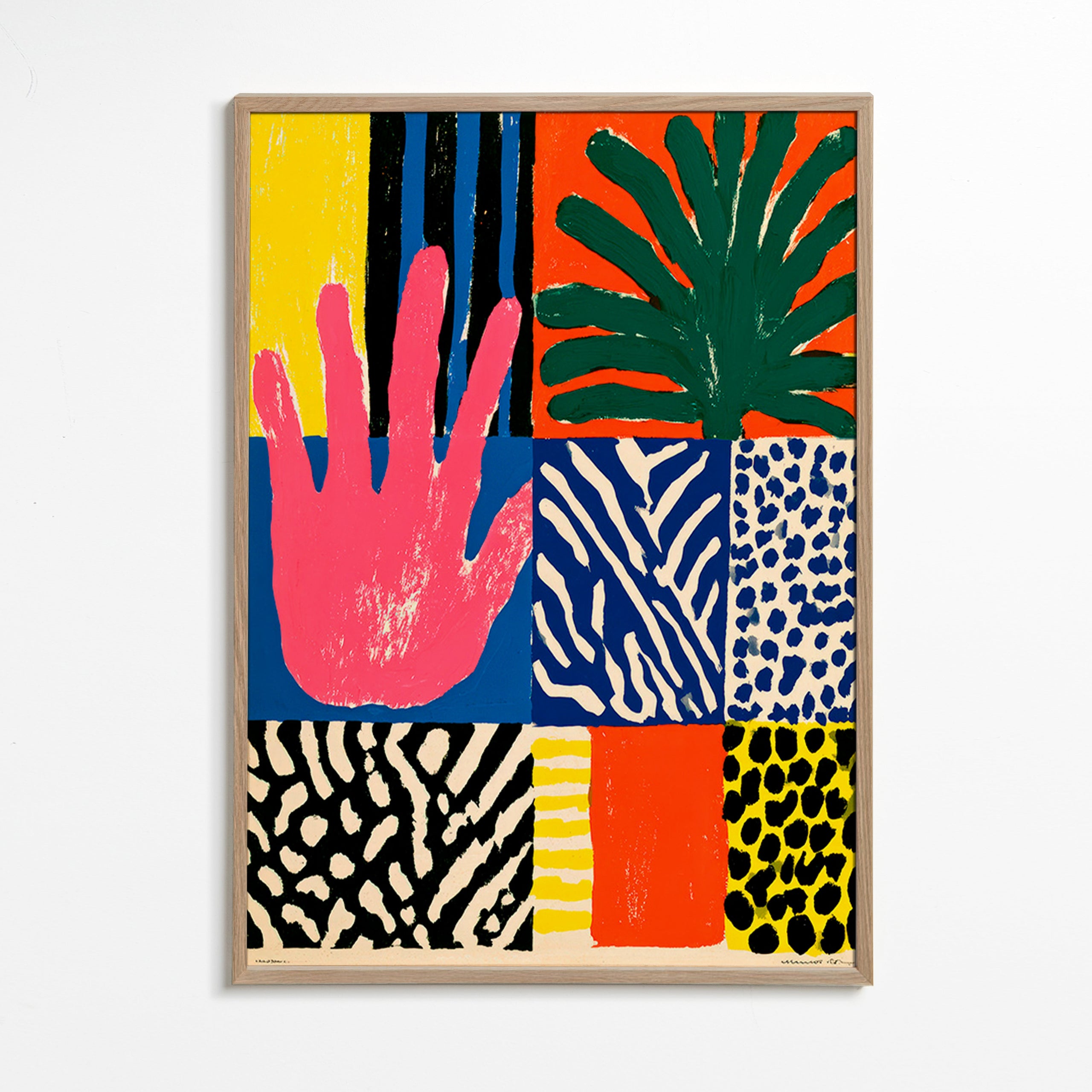 Botanisk plakat med hånd og teksturer