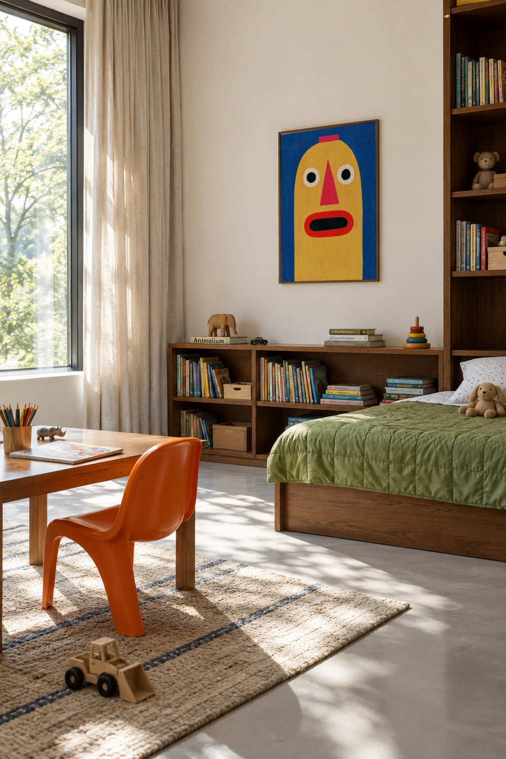 Yellow Mask - Framed poster in an interior