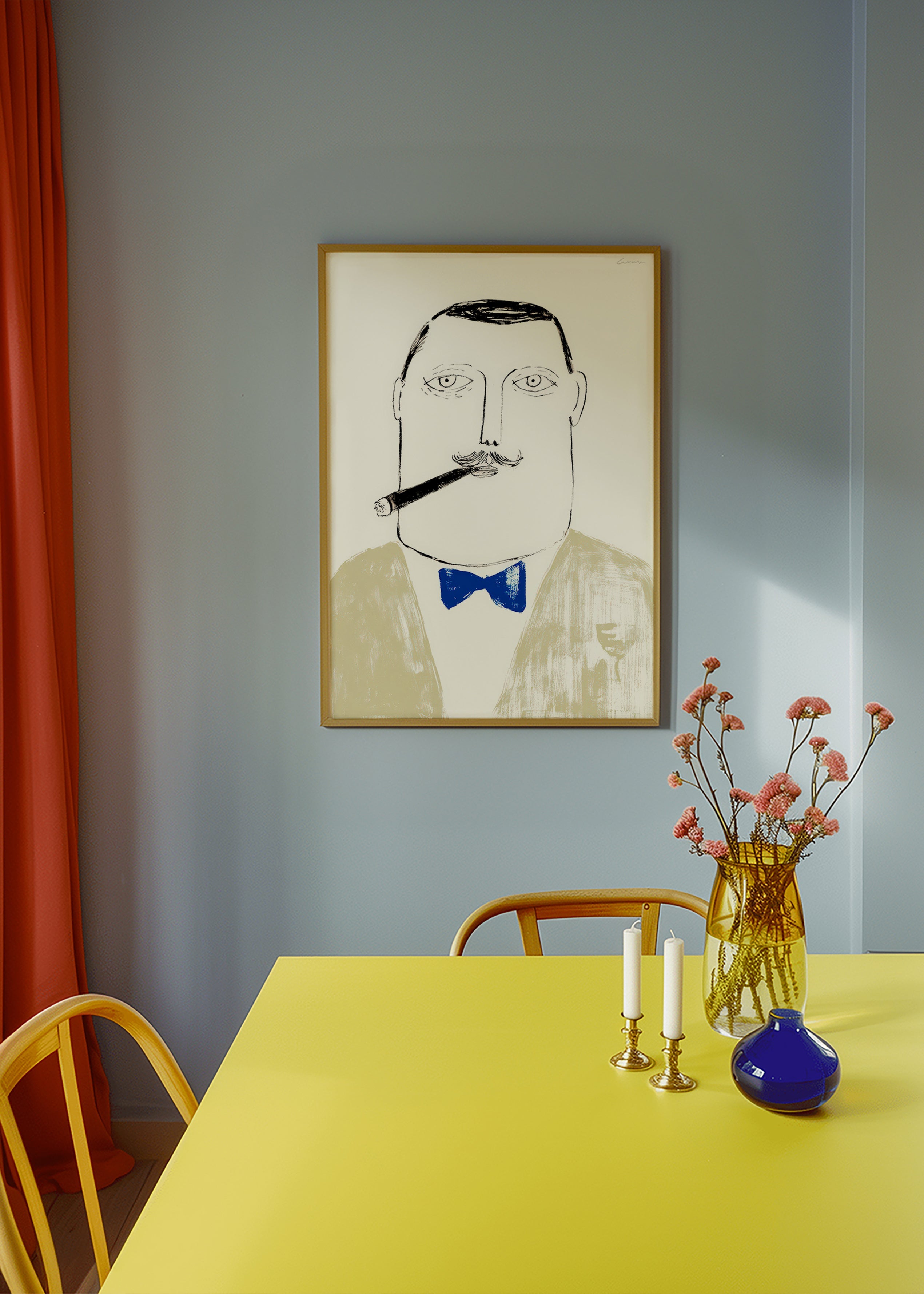 Illustration af herre med cigar