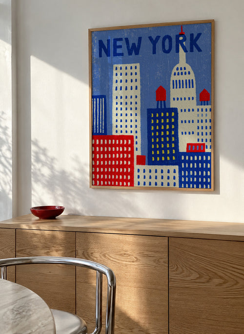 Manhattan Blue - Framed poster in an interior