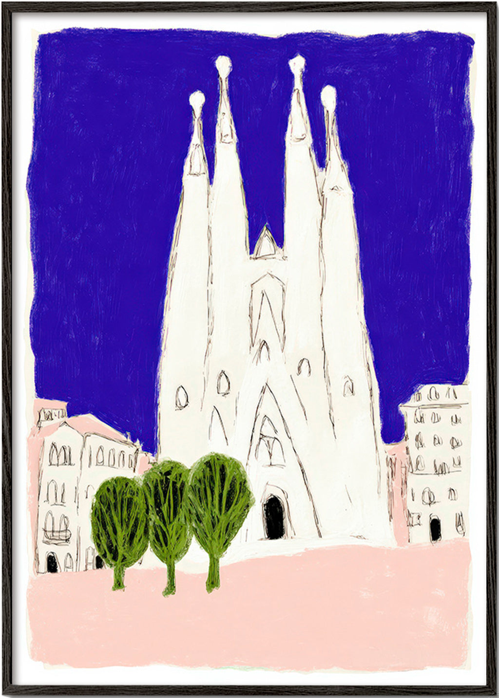 Køkkenkunst Sagrada Familia nat skitse