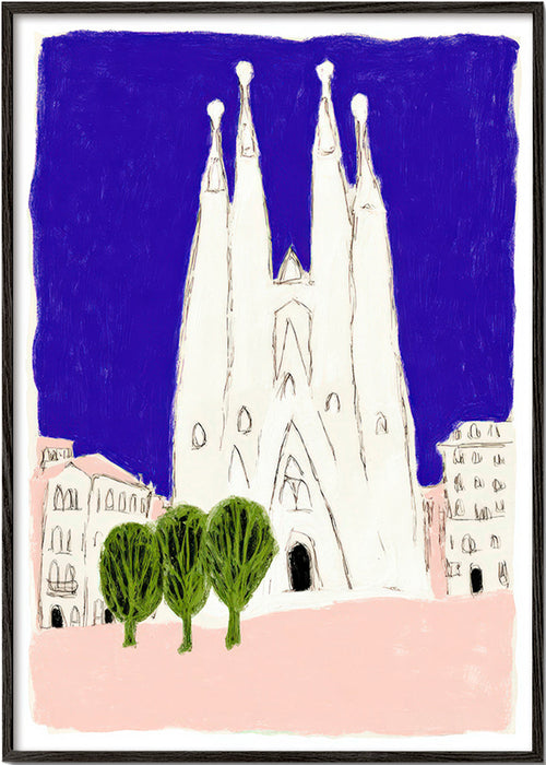 Køkkenkunst Sagrada Familia nat skitse