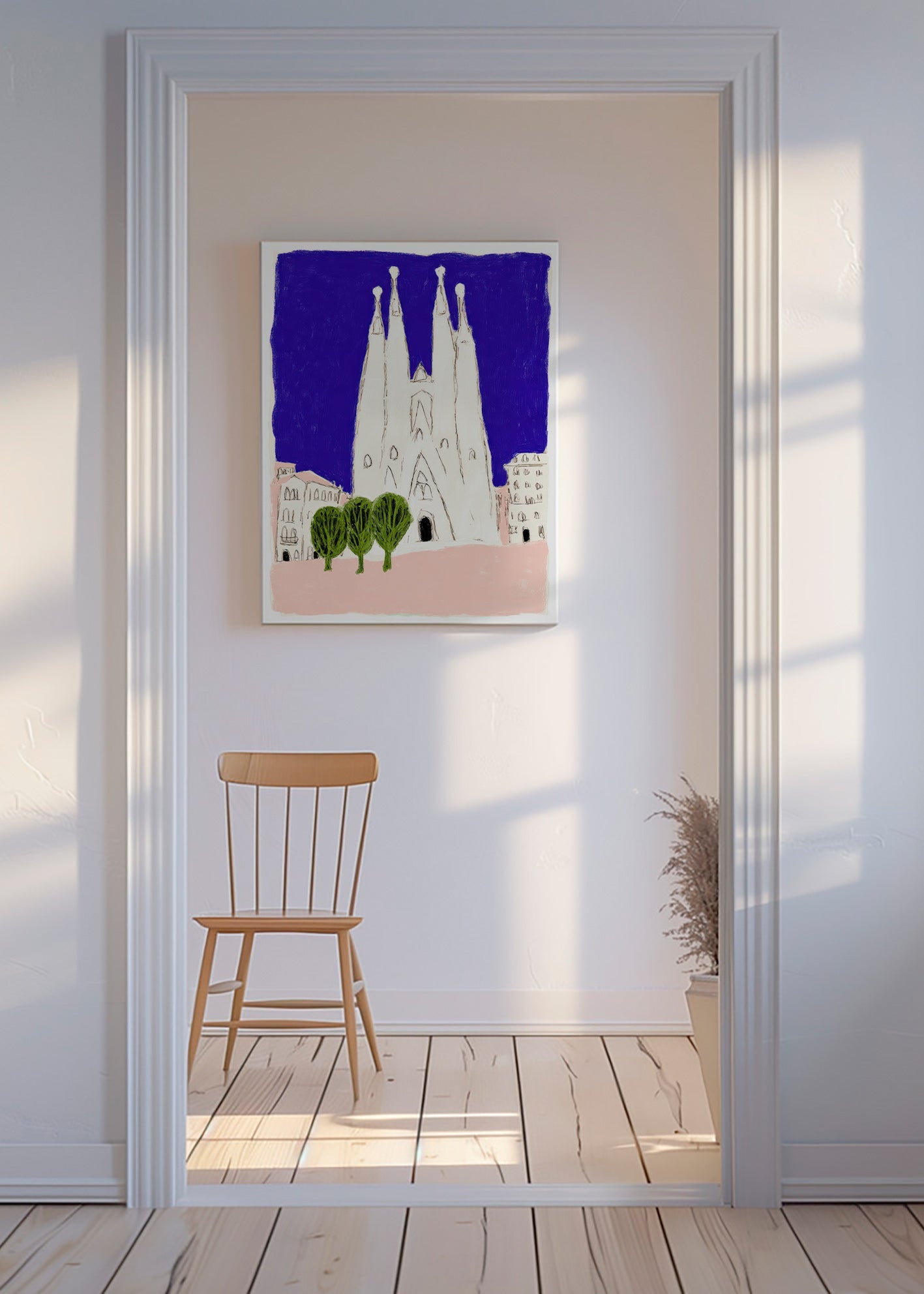 Køkkenkunst Sagrada Familia nat skitse
