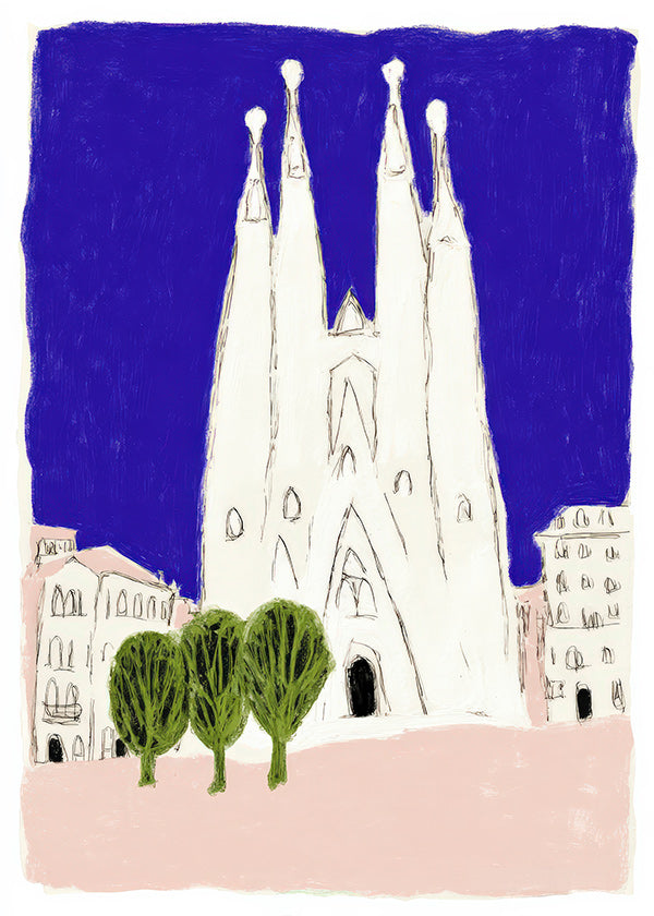 Køkkenkunst Sagrada Familia nat skitse