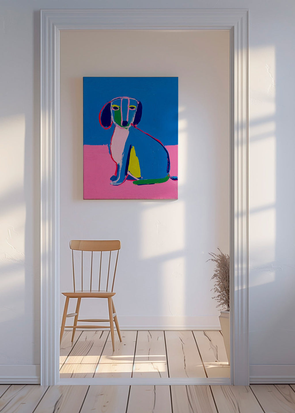 Kunst neon hund klare farver