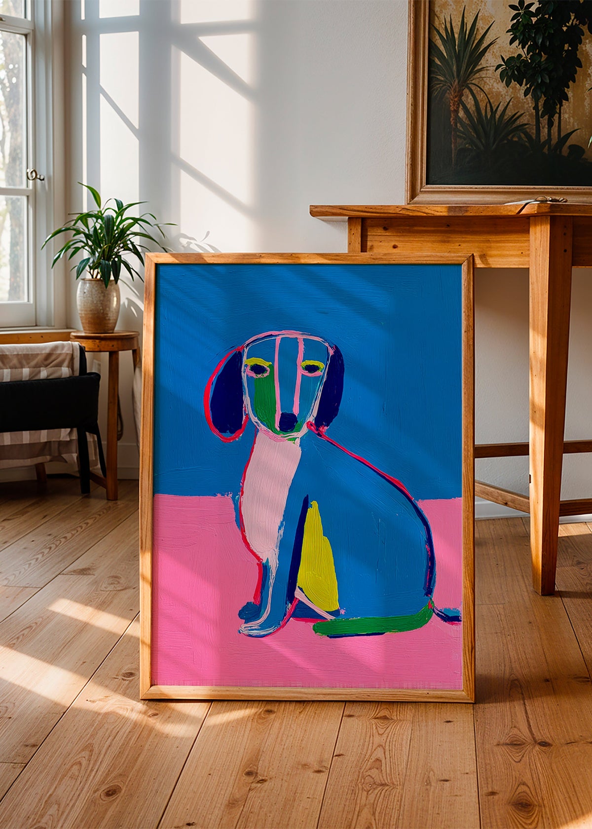 Kunst neon hund klare farver
