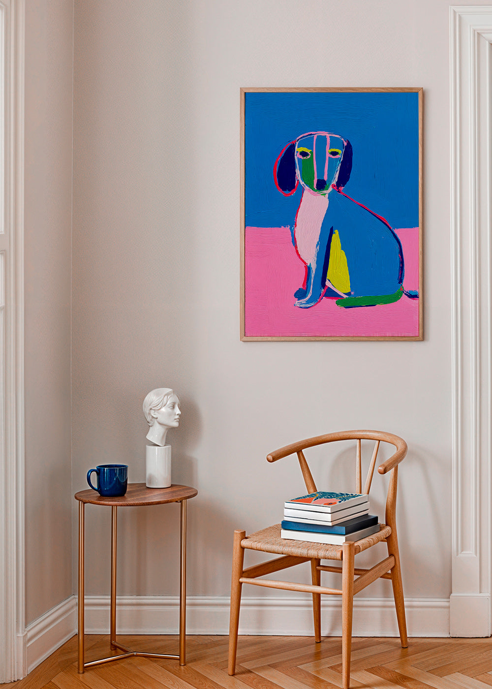 Kunst neon hund klare farver