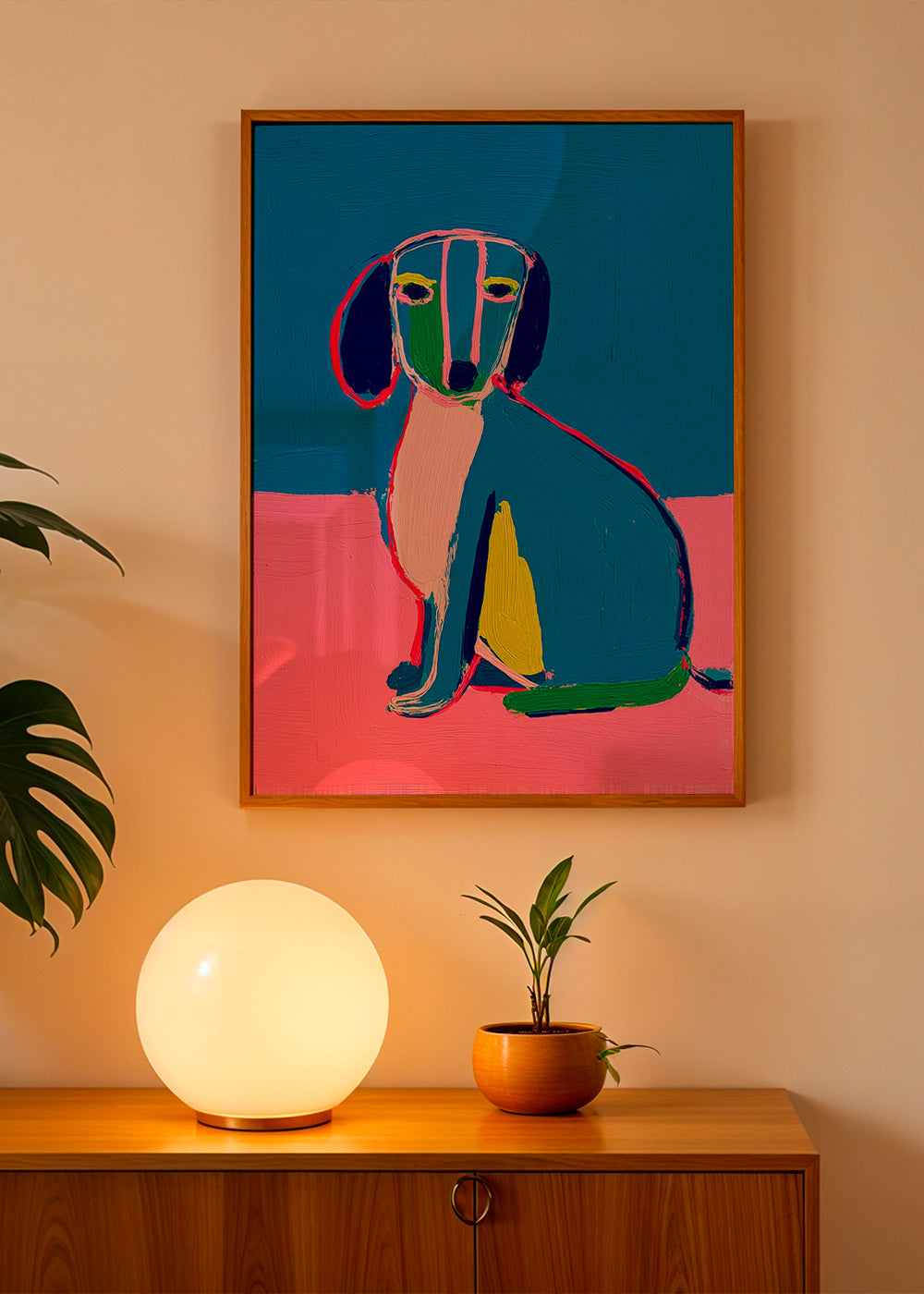 Kunst neon hund klare farver