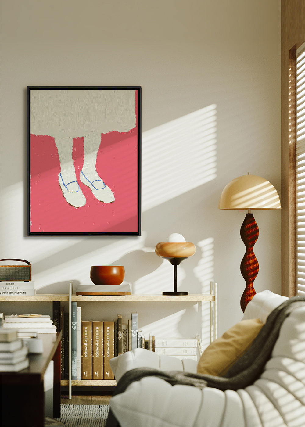 Illustration af ben med rosa sko