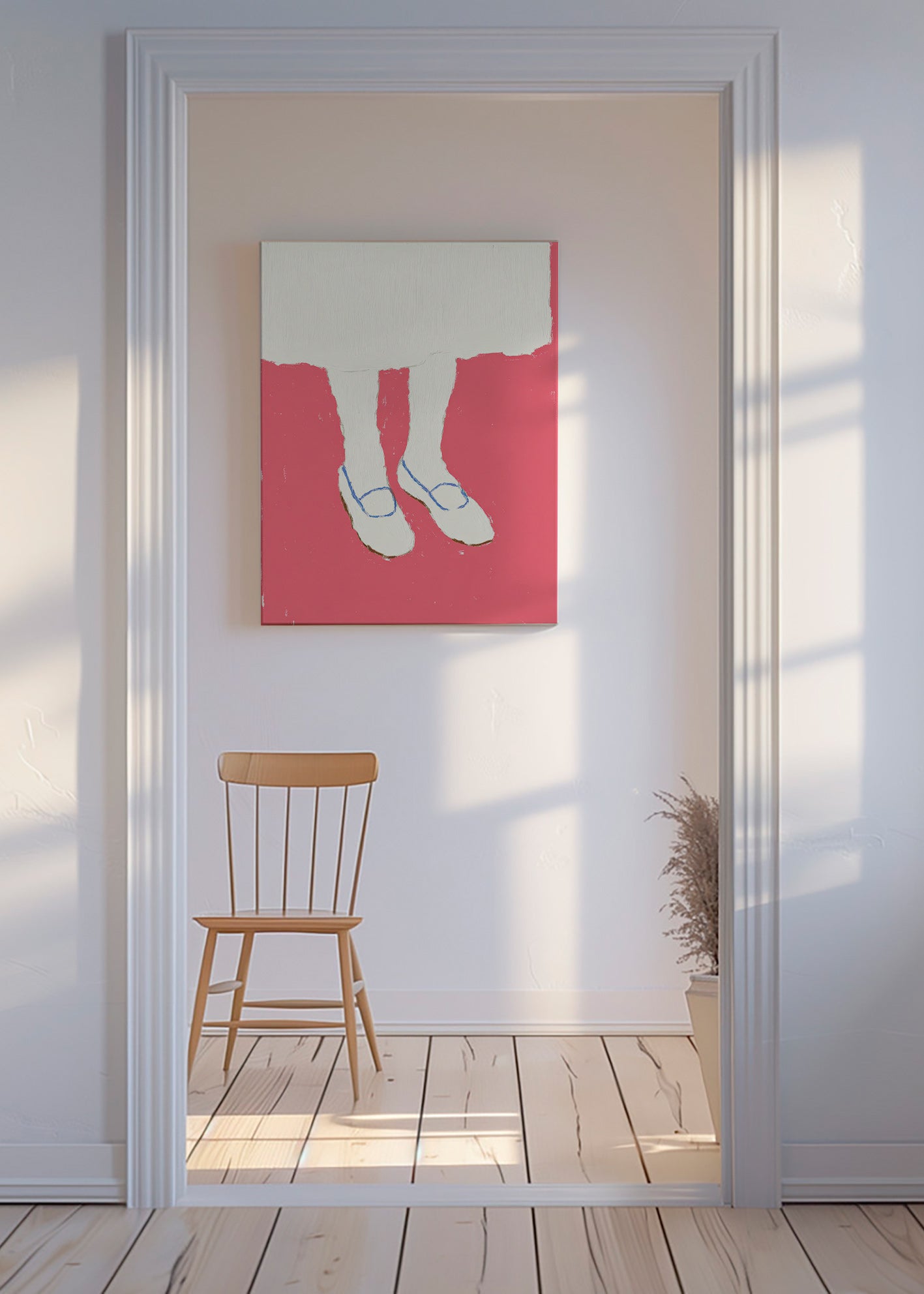 Illustration af ben med rosa sko