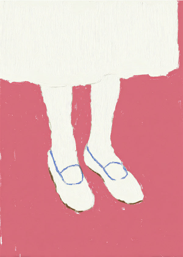Illustration af ben med rosa sko