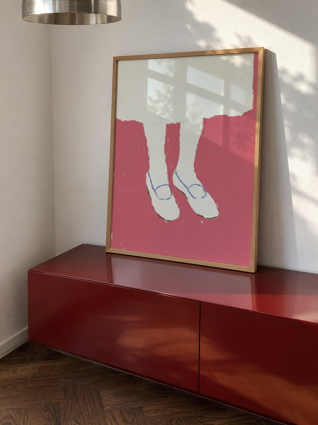 Pink Steps - Framed poster in an interior