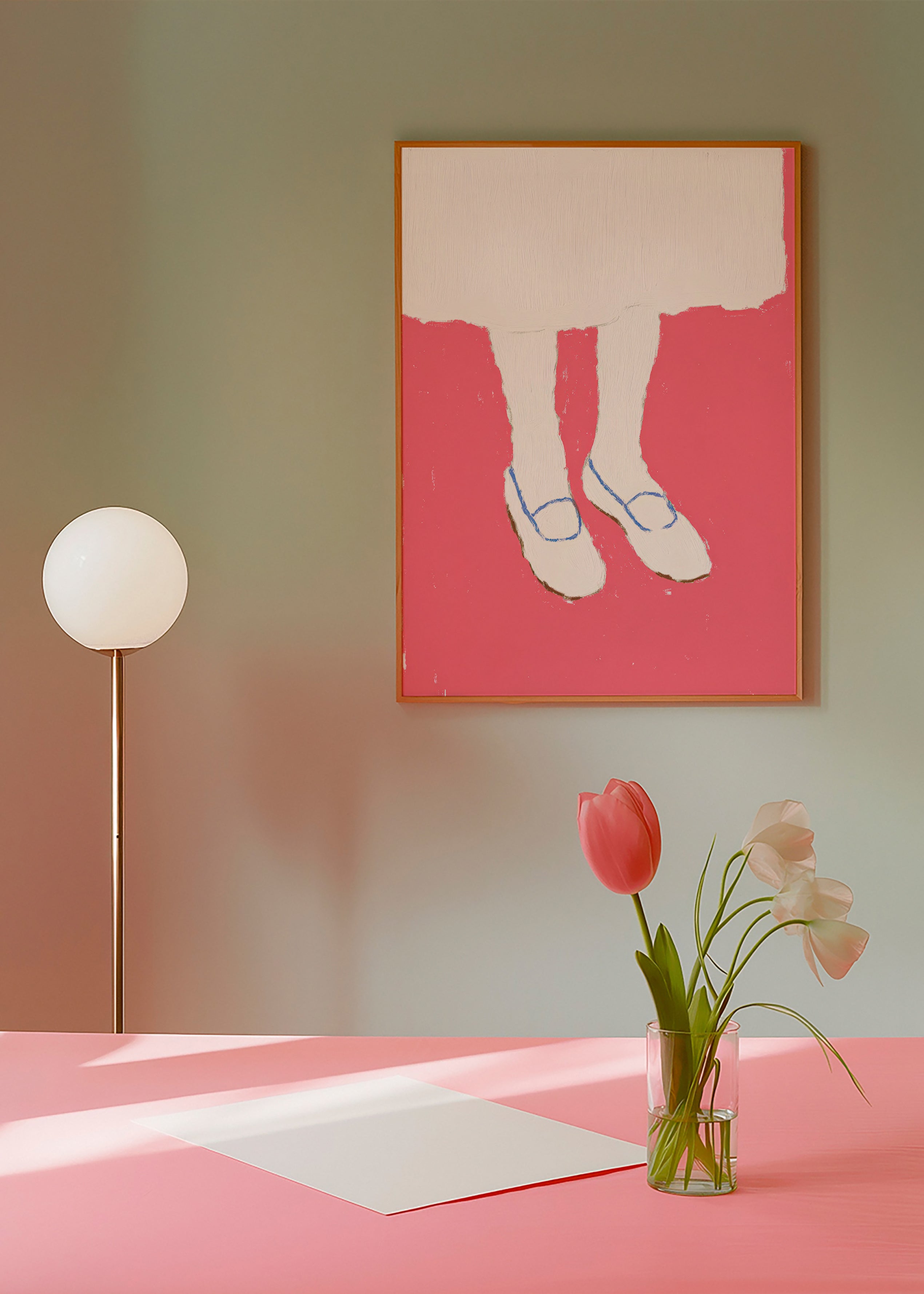 Illustration af ben med rosa sko