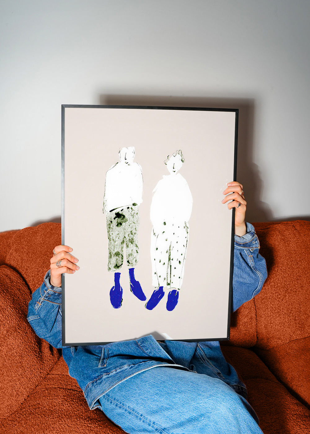 Minimalistisk par-illustration med blå støvler