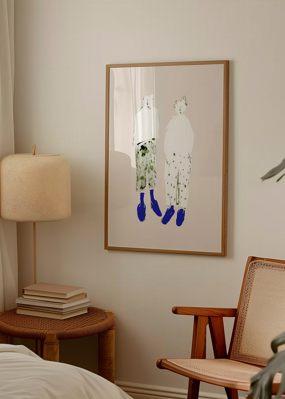 Minimalistisk par-illustration med blå støvler