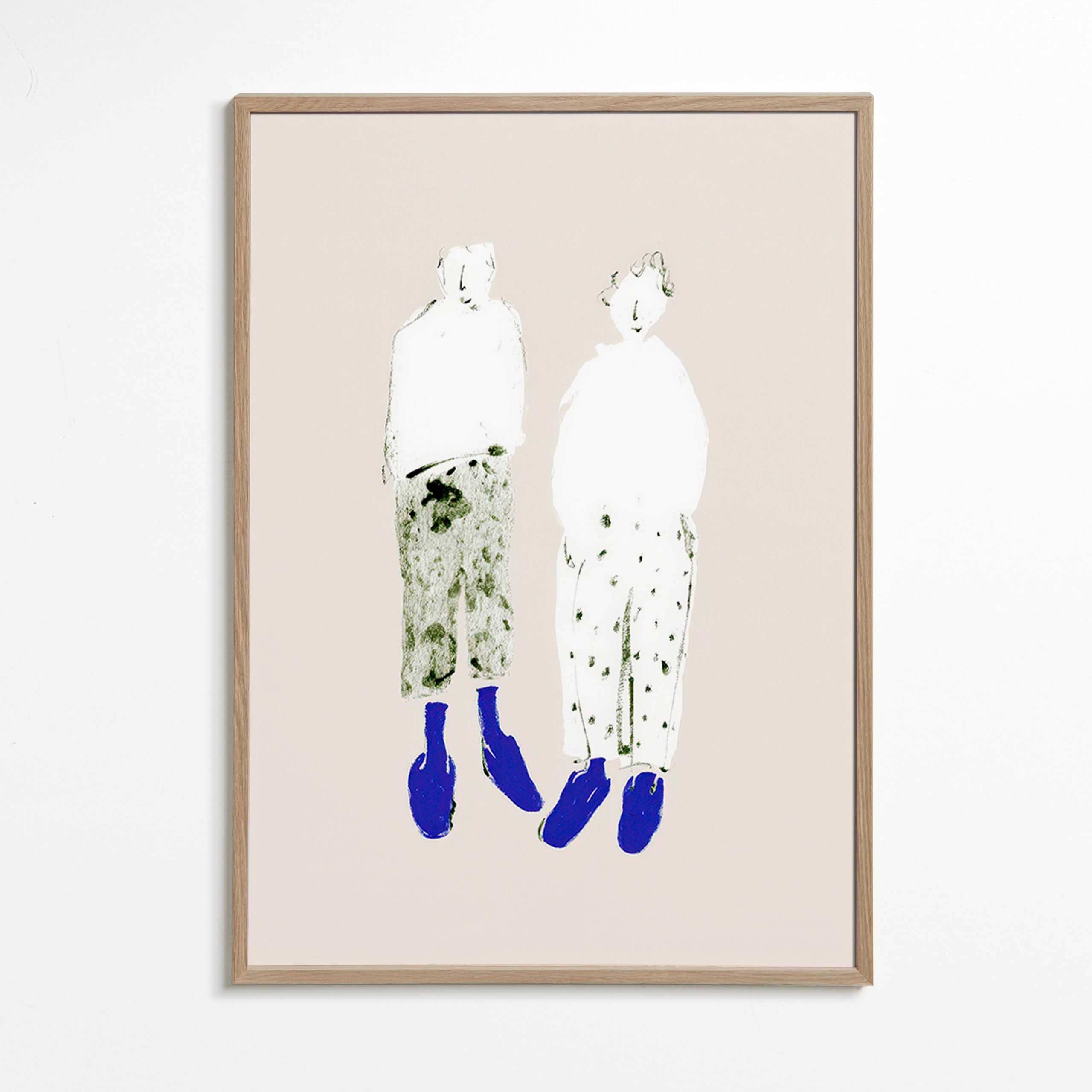 Minimalistisk par-illustration med blå støvler