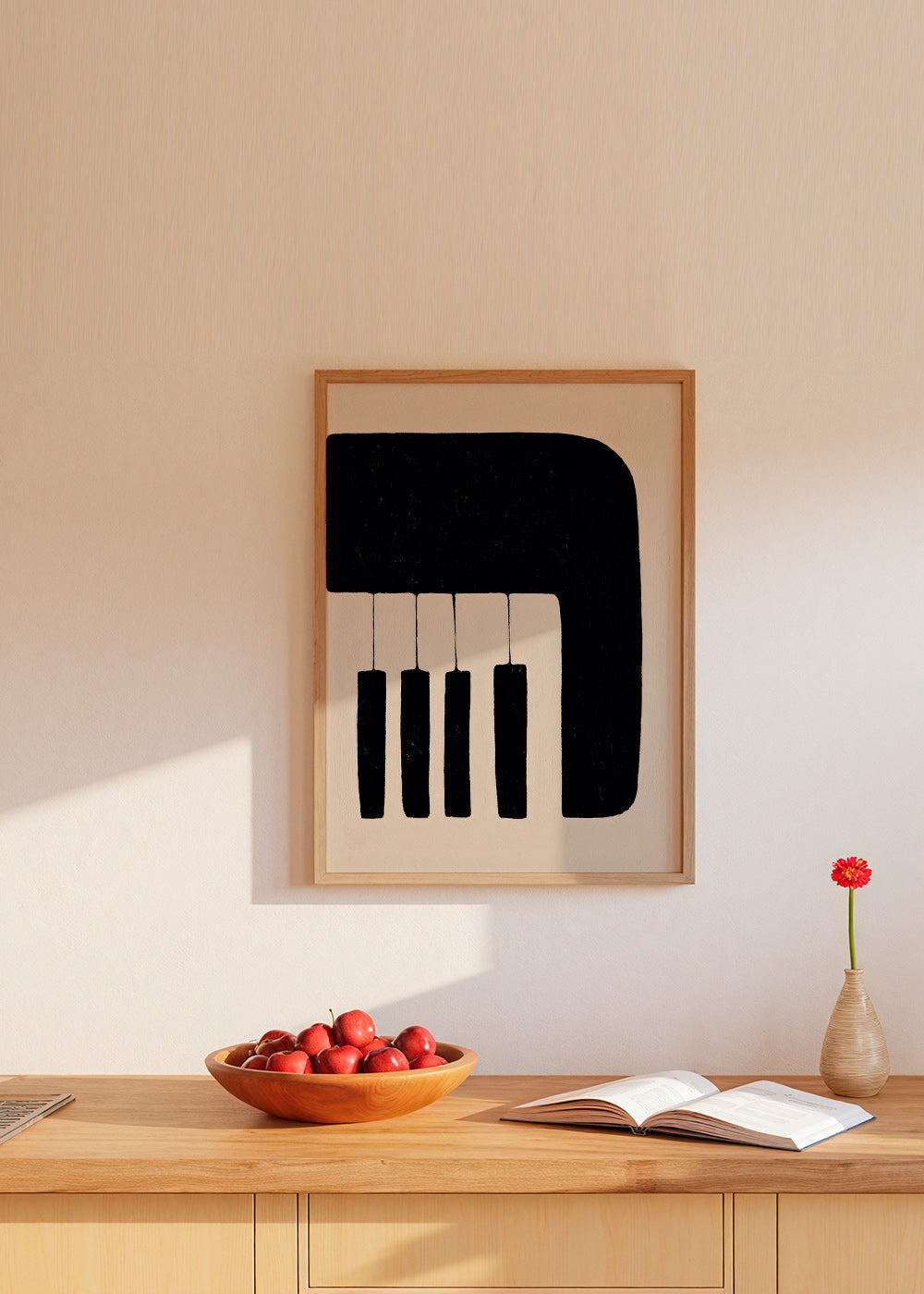 Minimalistisk piano-billede med tangenter