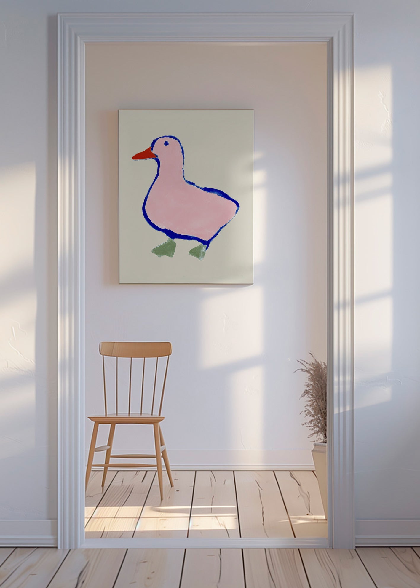 Børneplakat: lyserød andunge
