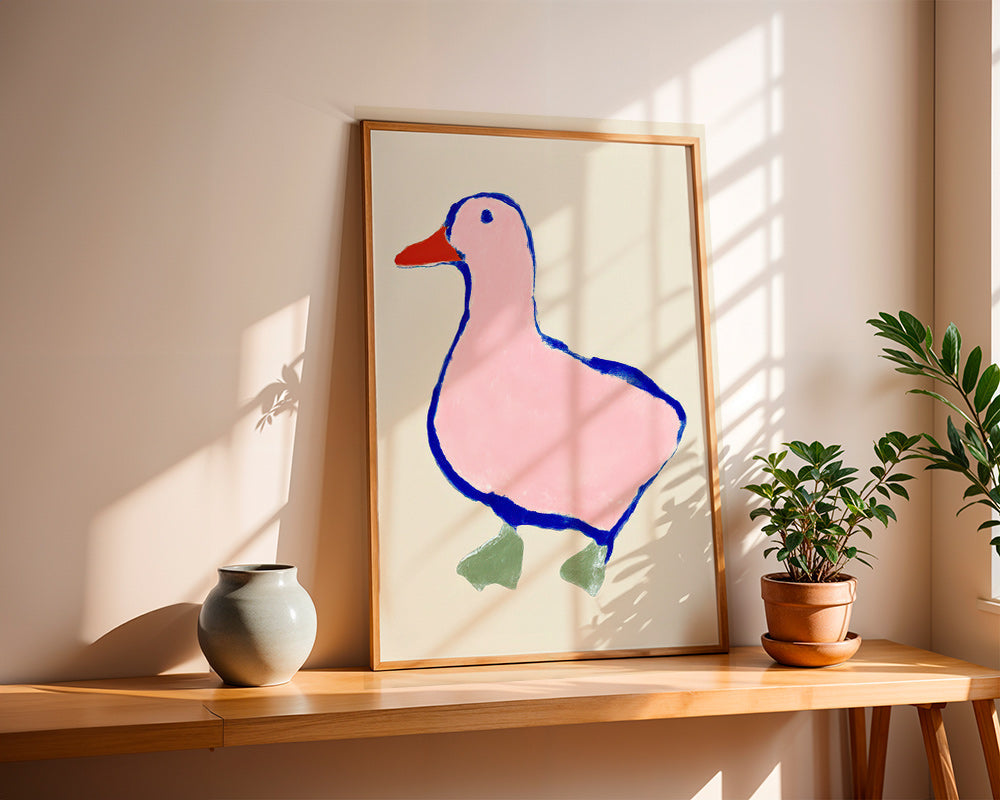 Børneplakat: lyserød andunge