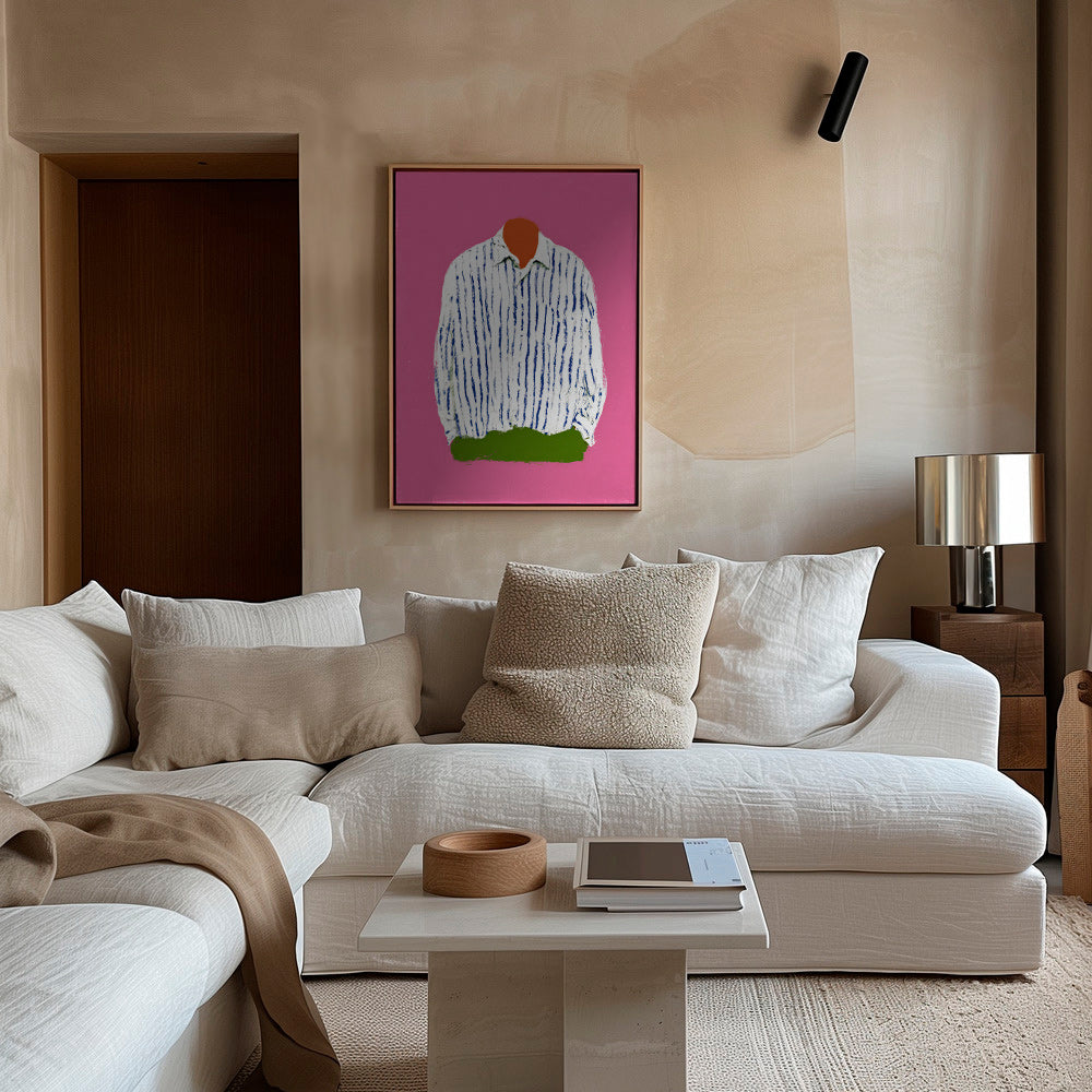 Illustration stribet skjorte på pink baggrund
