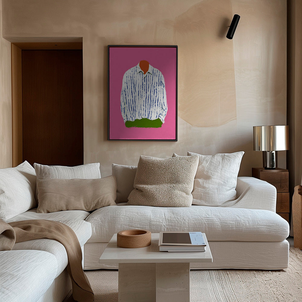 Illustration stribet skjorte på pink baggrund