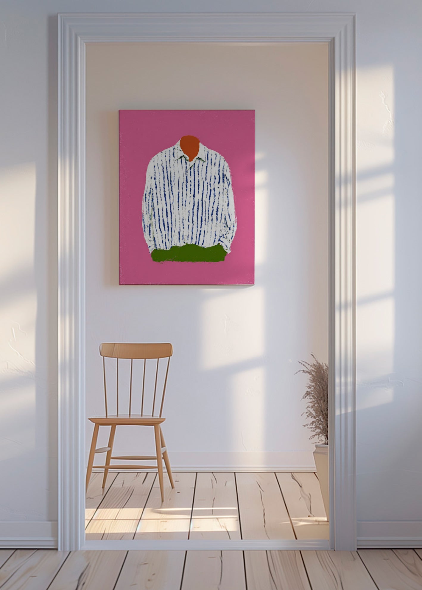 Illustration stribet skjorte på pink baggrund