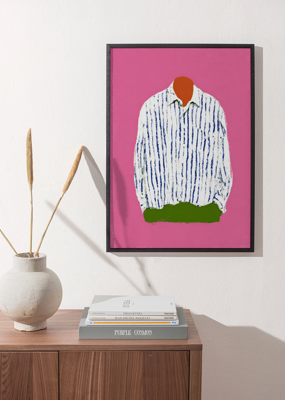 Illustration stribet skjorte på pink baggrund