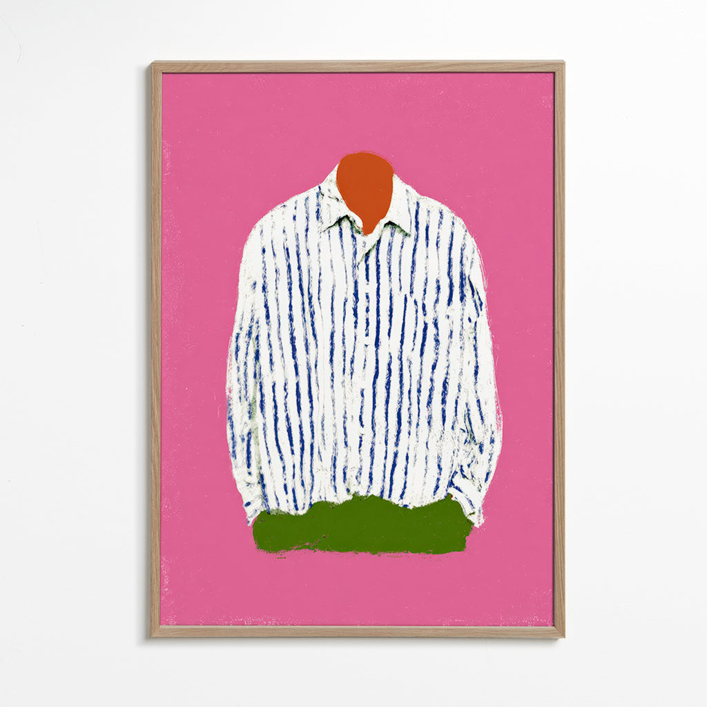 Illustration stribet skjorte på pink baggrund