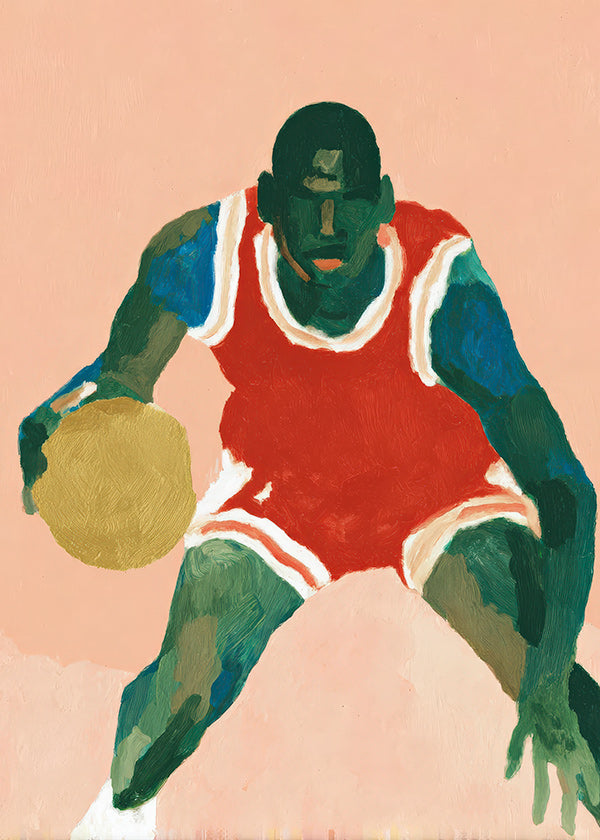 Sportskunst: Basketballspiller i bevægelse