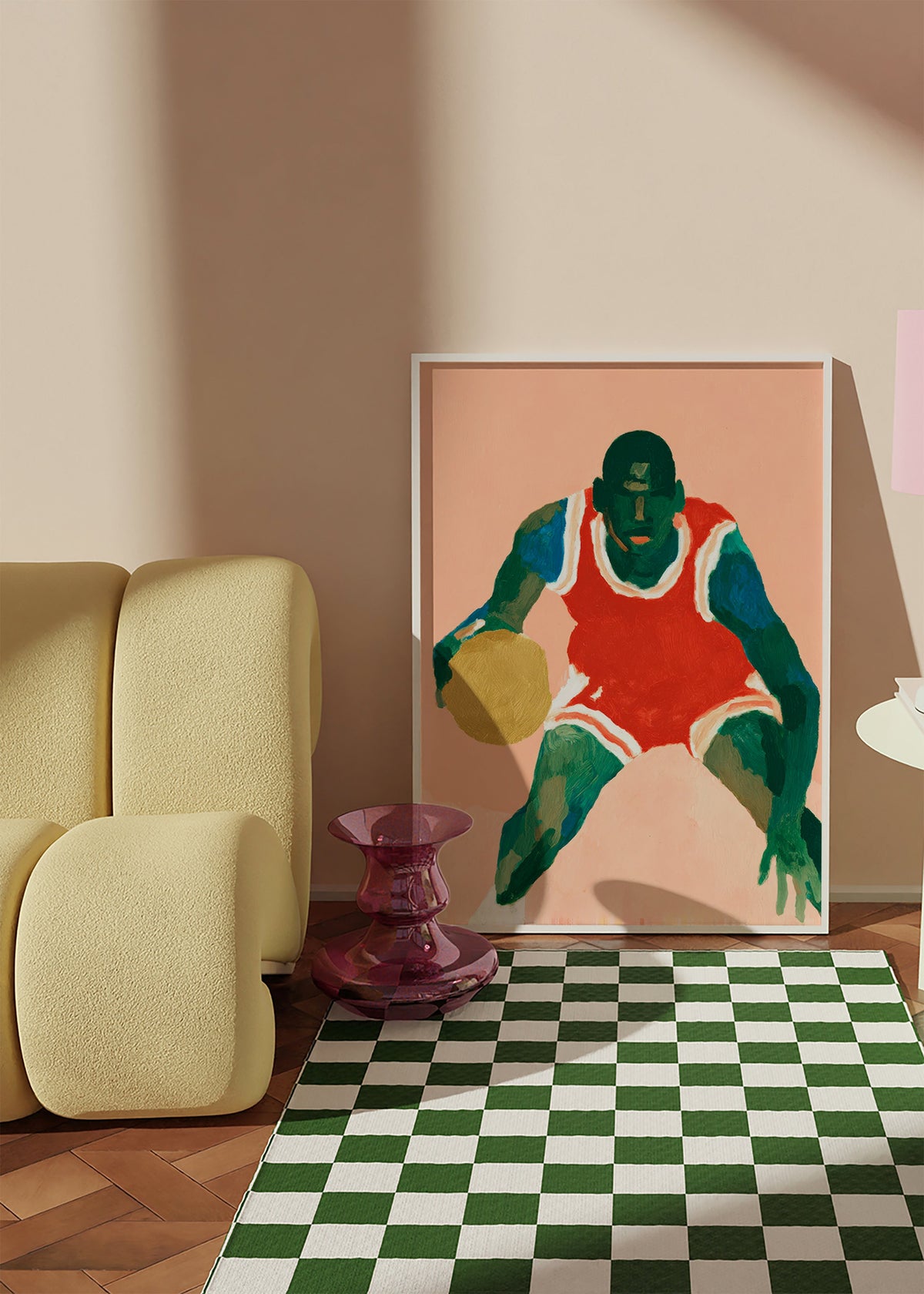 Sportskunst: Basketballspiller i bevægelse