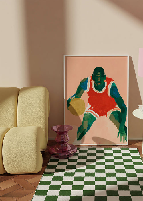 Sportskunst: Basketballspiller i bevægelse