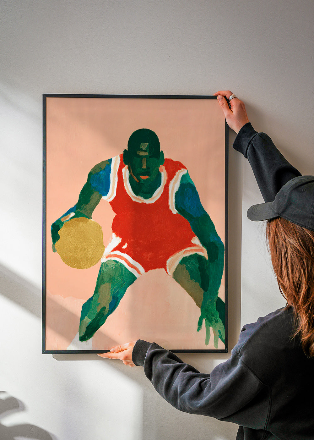Sportskunst: Basketballspiller i bevægelse