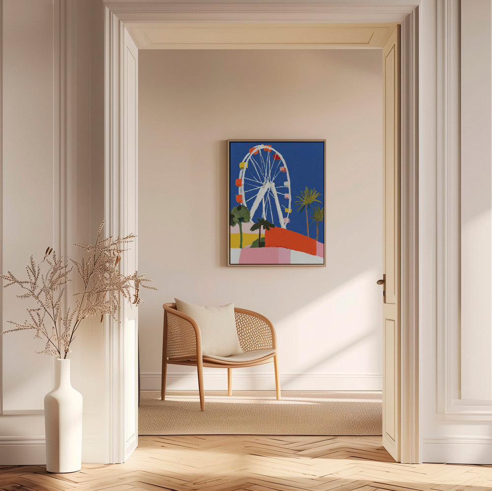Byplakat med farverigt pariserhjul