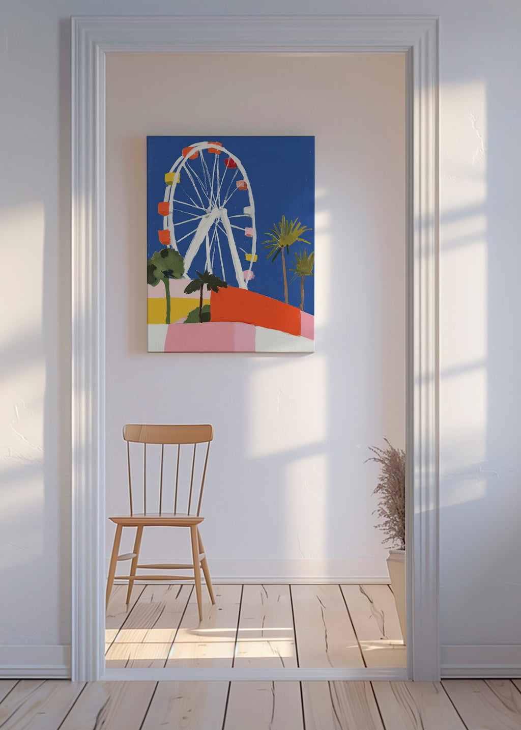 Byplakat med farverigt pariserhjul