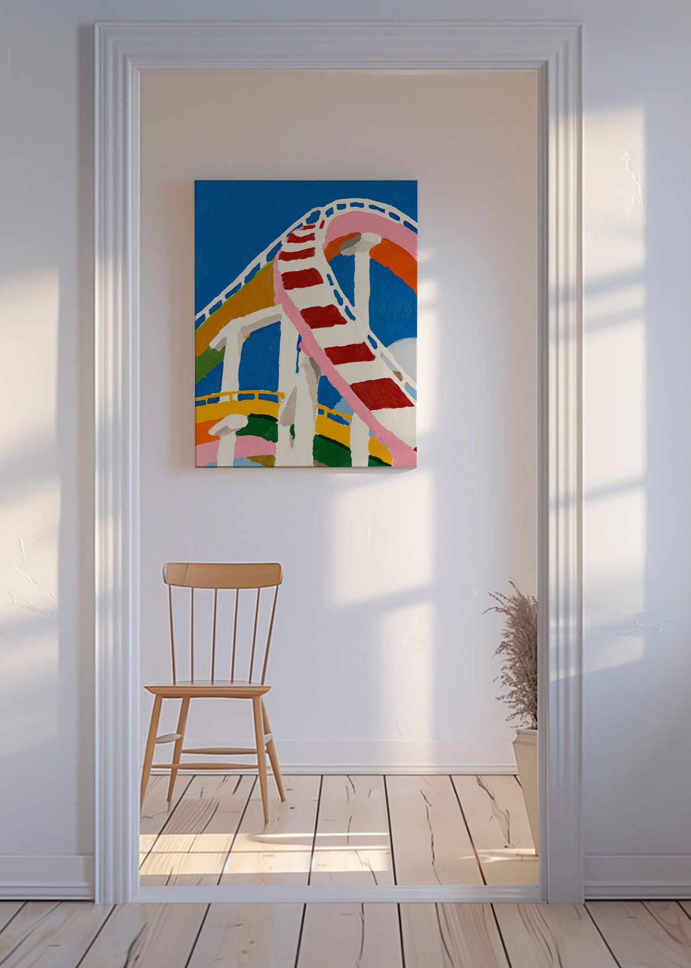 Illustration af farverig rutsjebane