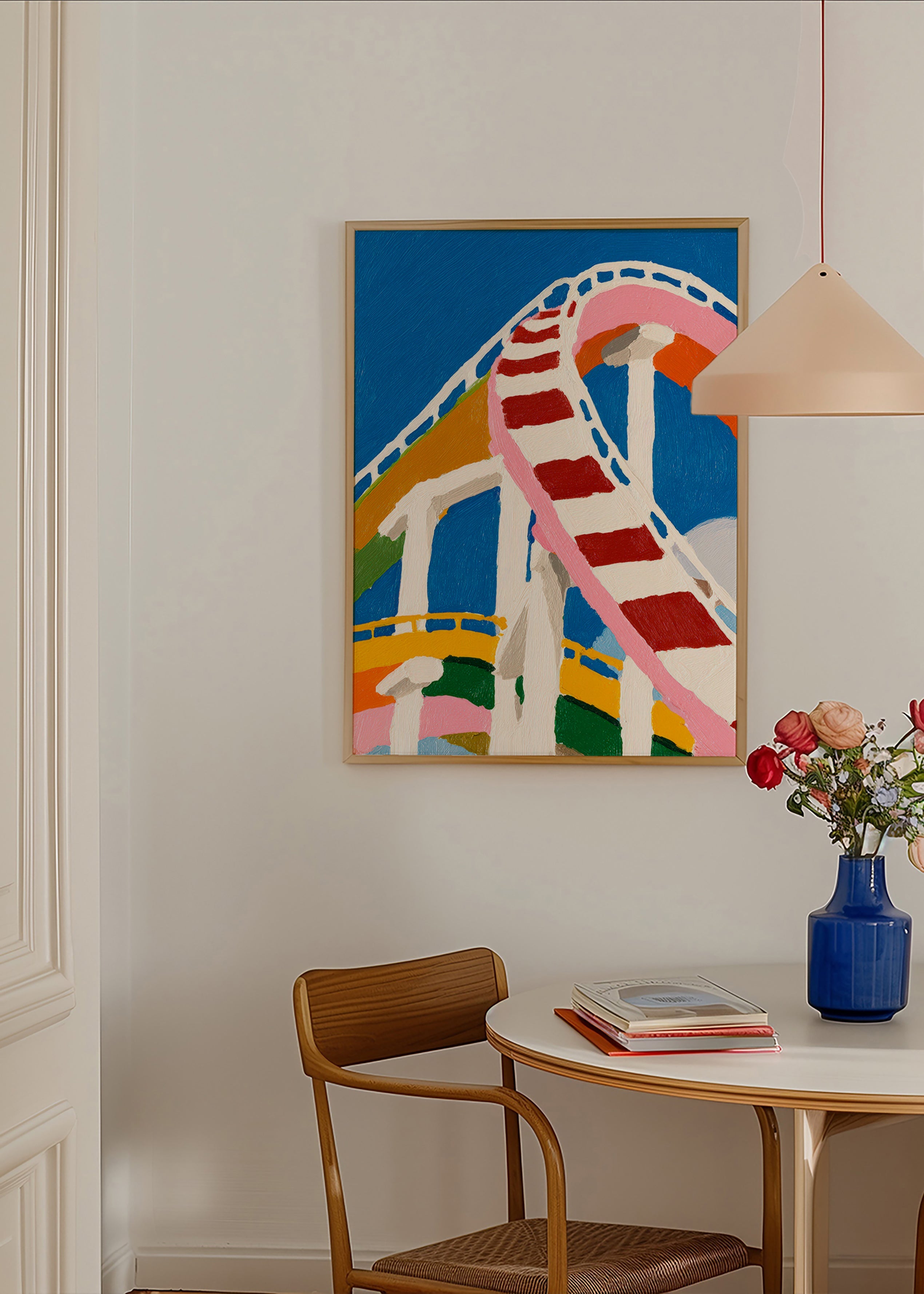Illustration af farverig rutsjebane