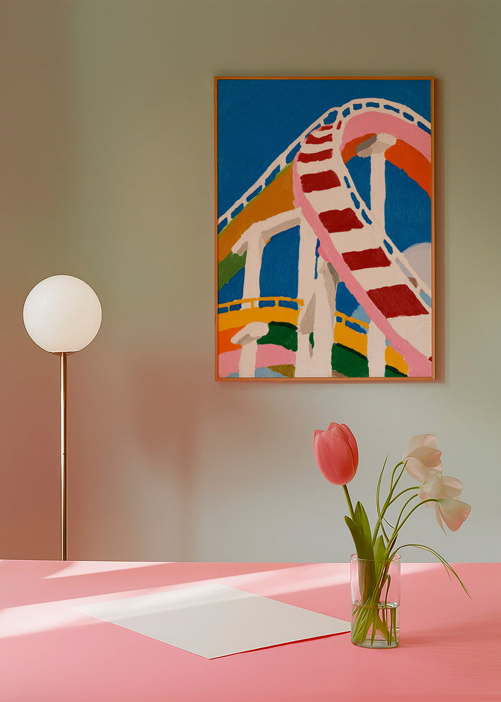 Illustration af farverig rutsjebane