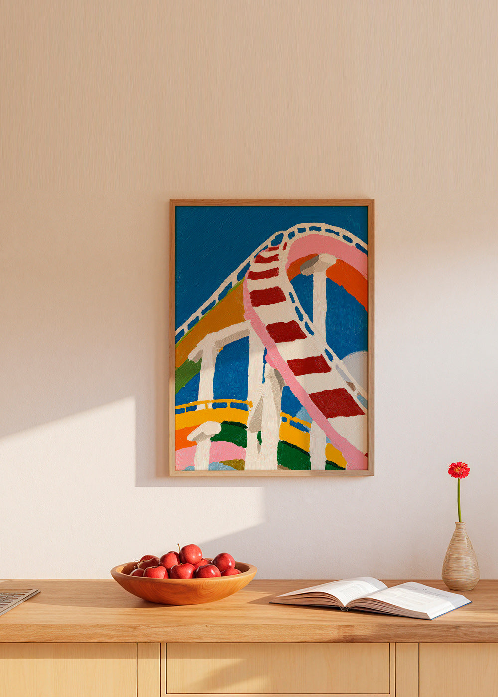 Illustration af farverig rutsjebane