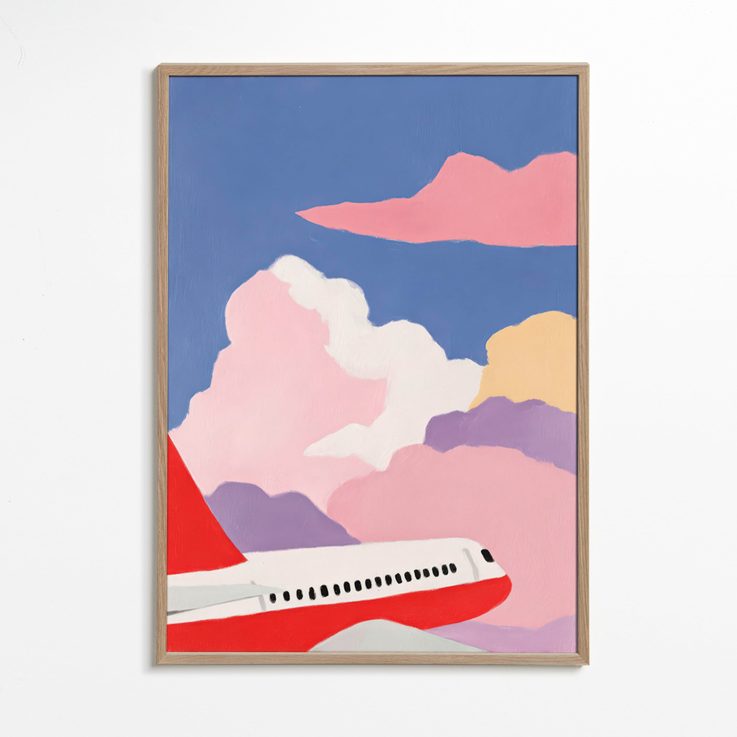 Illustration af fly mellem lyserøde skyer