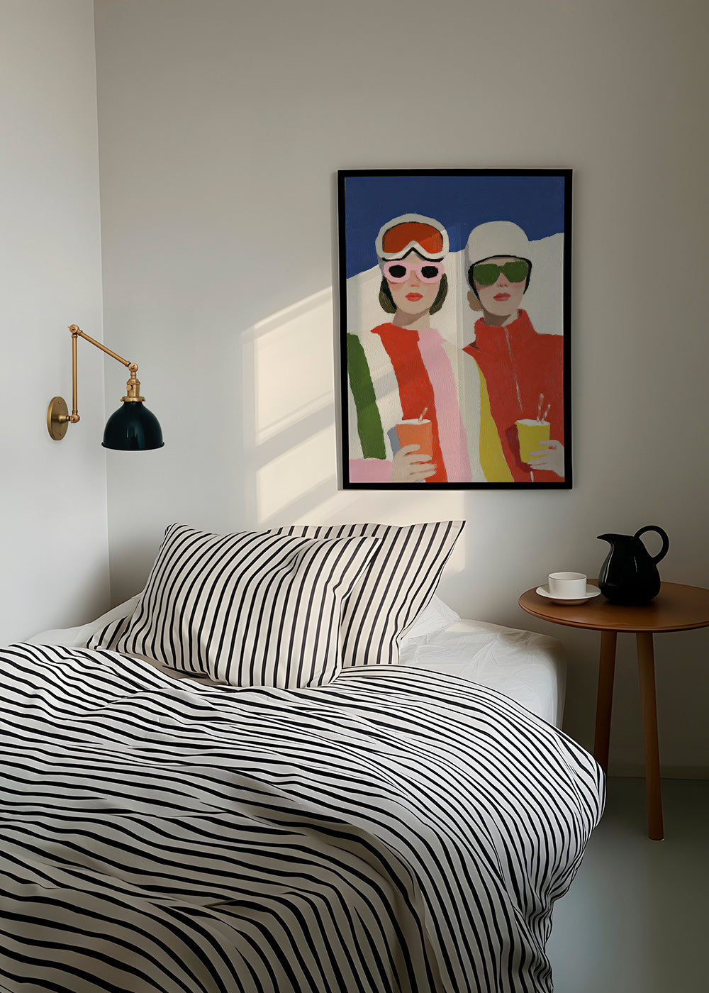 Illustration af après-ski duo i retrostil