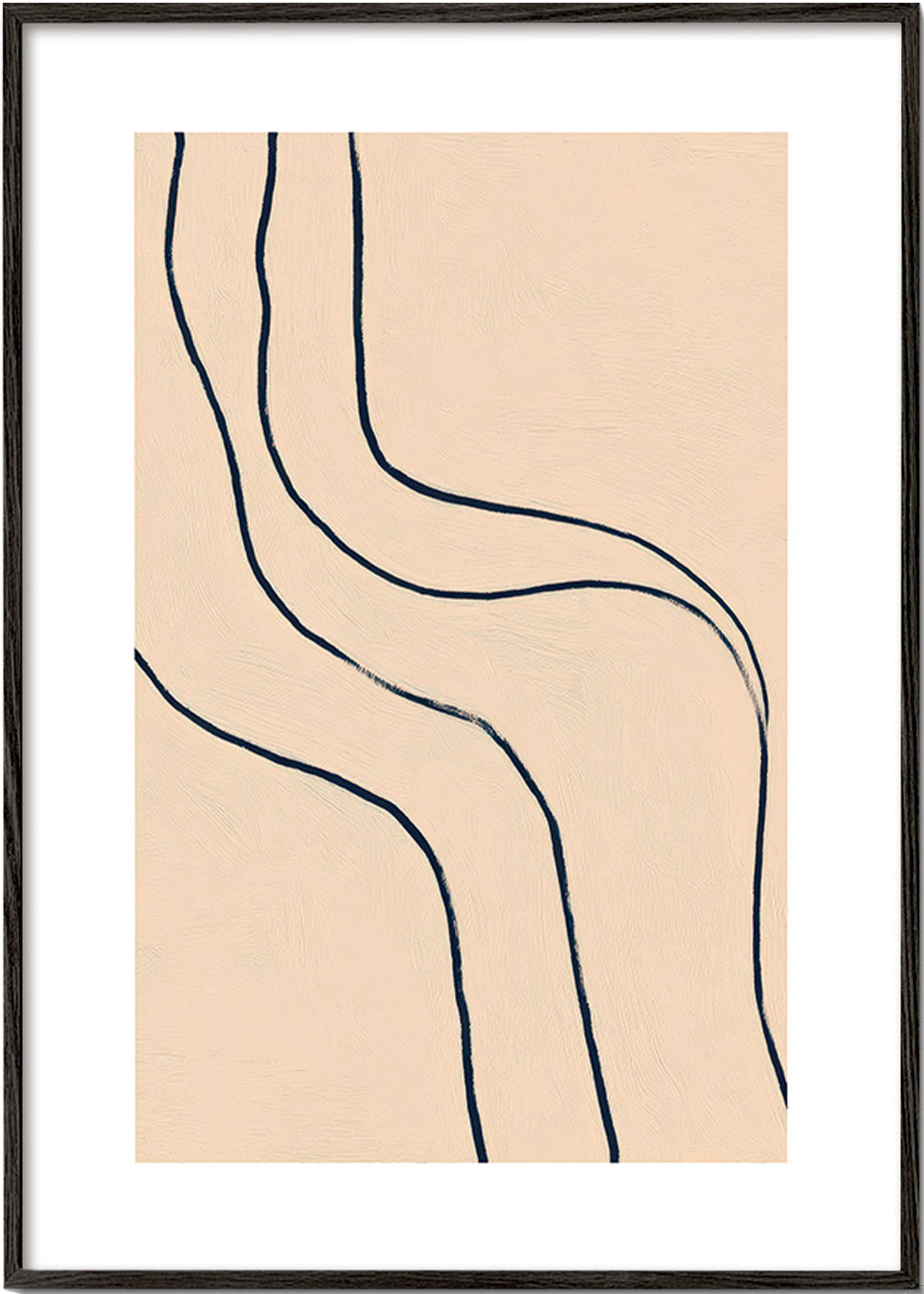 Minimalistisk billede med flydende linjer på beige