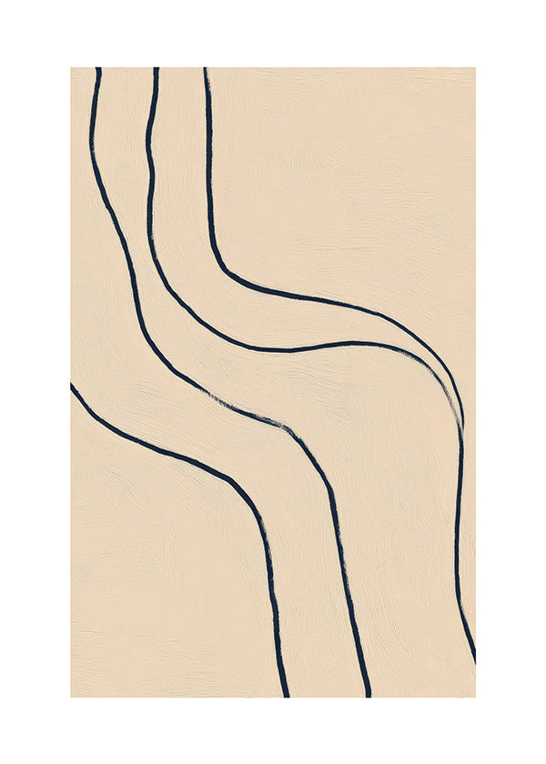 Minimalistisk billede med flydende linjer på beige