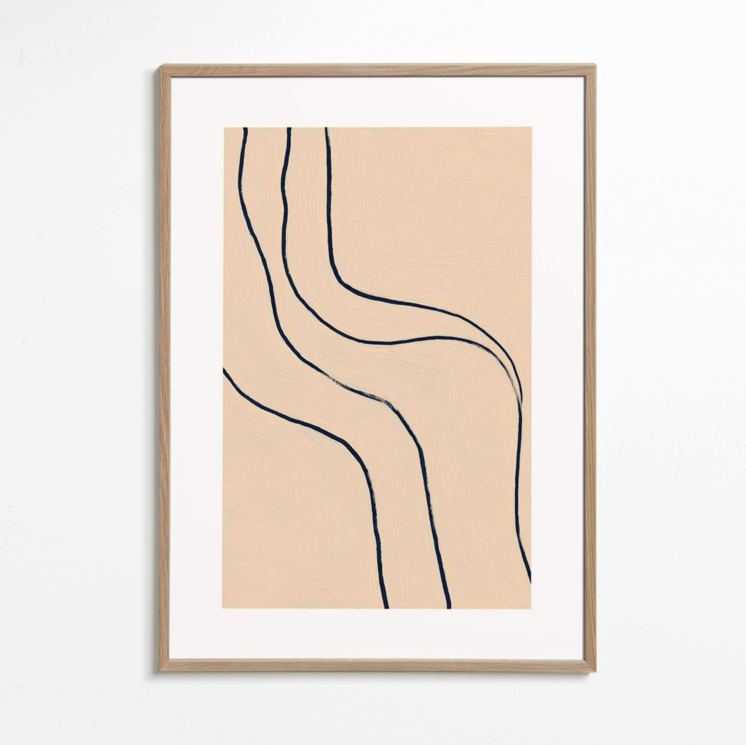 Minimalistisk billede med flydende linjer på beige